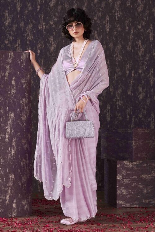 Embellished Mirror Work Saree