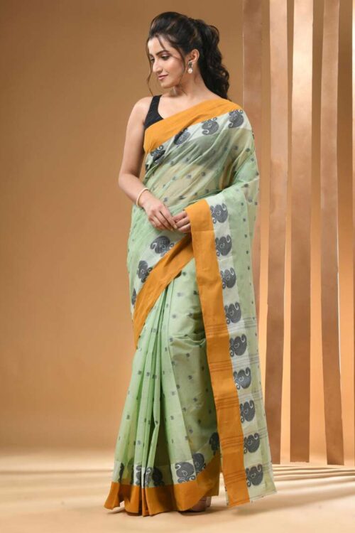 Ethnic Motifs Woven Design Pure Cotton Taant Saree
